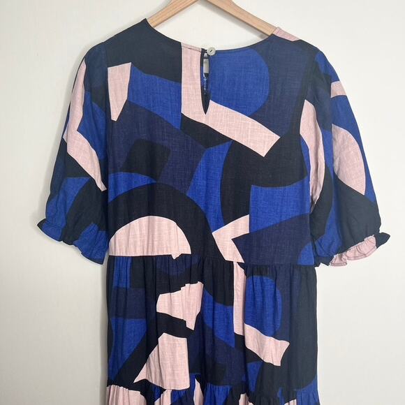 Mister Zimi Lottie Midi Dress in Agave  Geometric Womens Size 10 - Picture 9 of 16